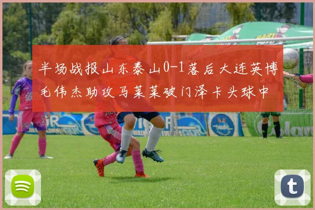 半场战报山东泰山0-1落后大连英博毛伟杰助攻马莱莱破门泽卡头球中柱